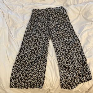 Wide leg casual flowery pants